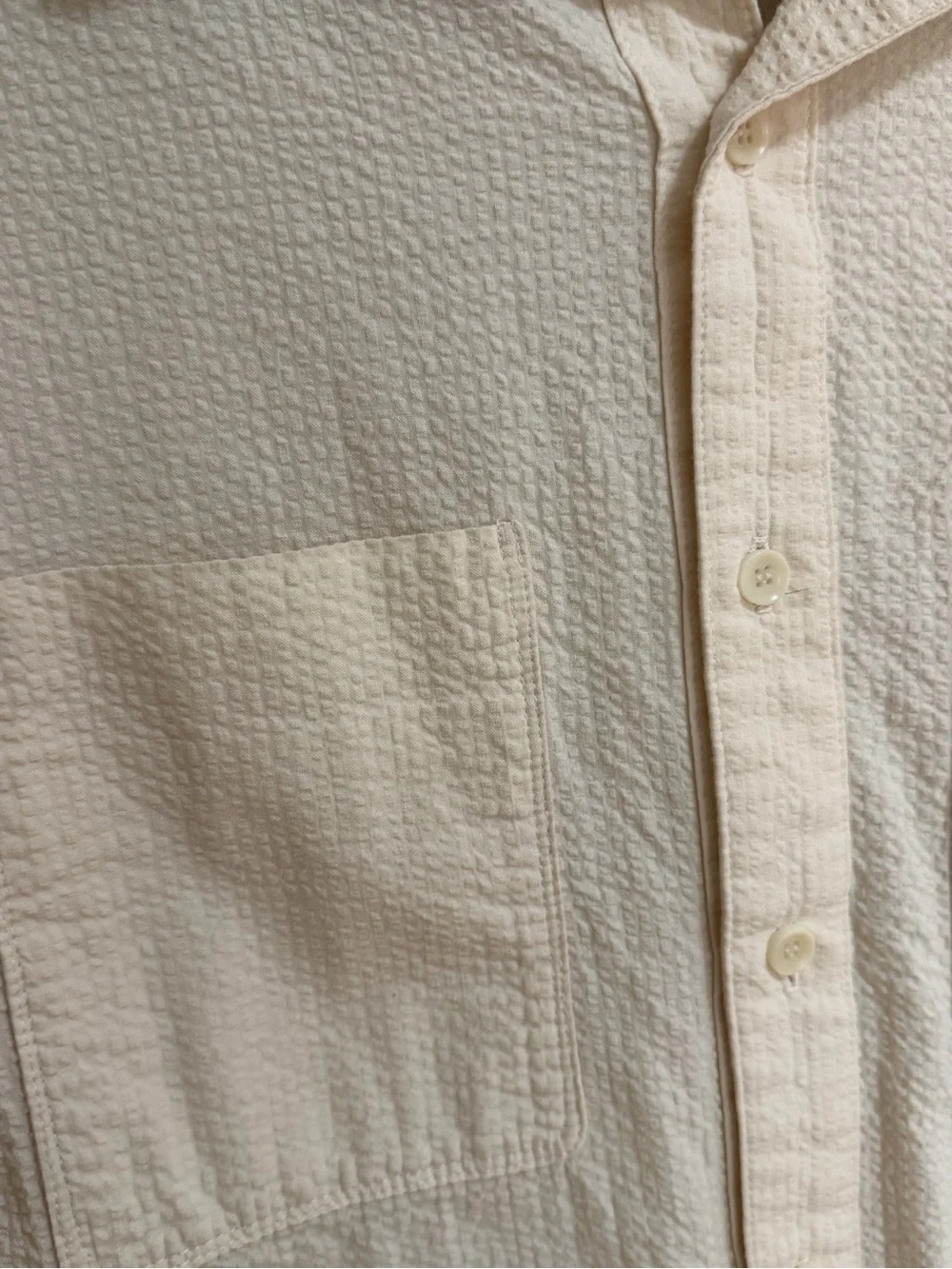 Monadic Aetna Bone Seersucker Japanese Cotton Utility Shirt Made in LA Size S - Picture 3 of 9